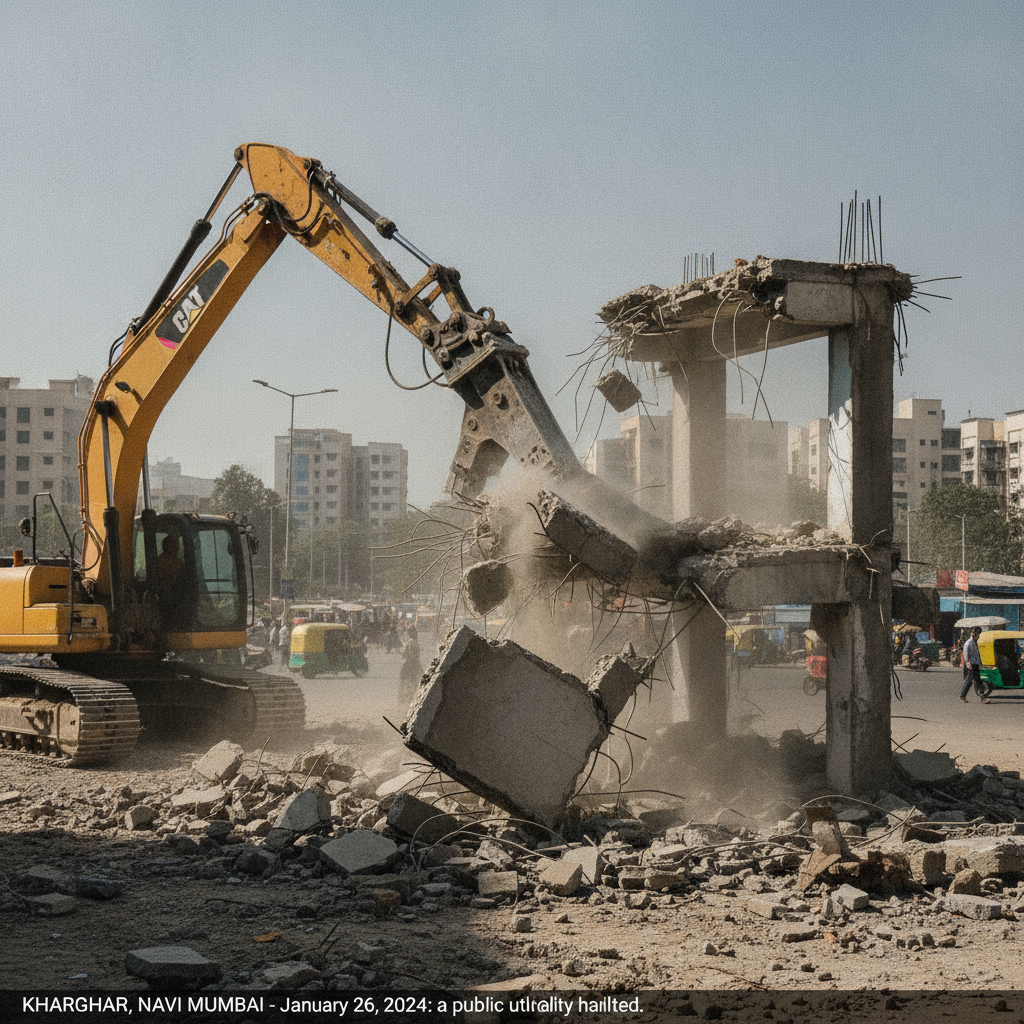 Cidco Demolishes Rs 2.3 Crore PCMC Public Toilet Near Utsav Chowk In Kharghar