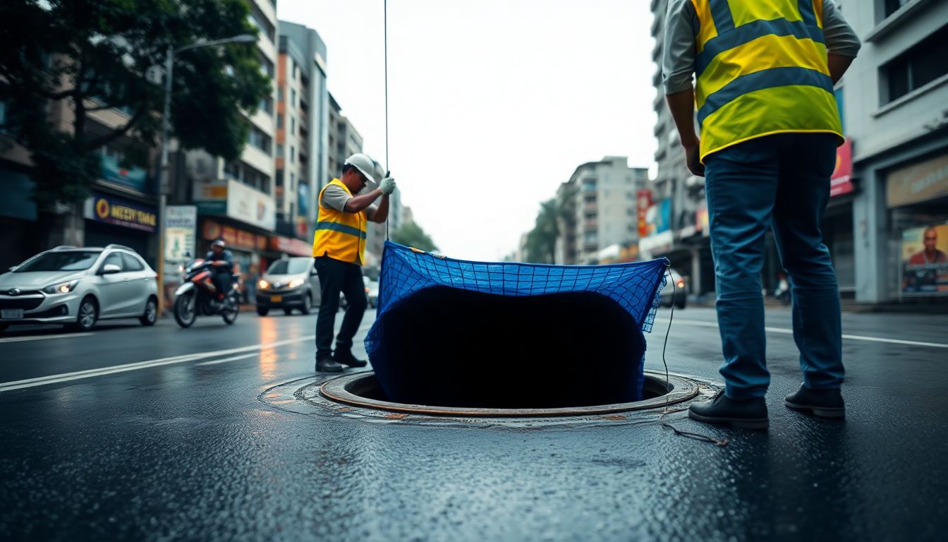 BMC Installs Safety Net Over Open Manhole on Jama Masjid Road in Sakinaka