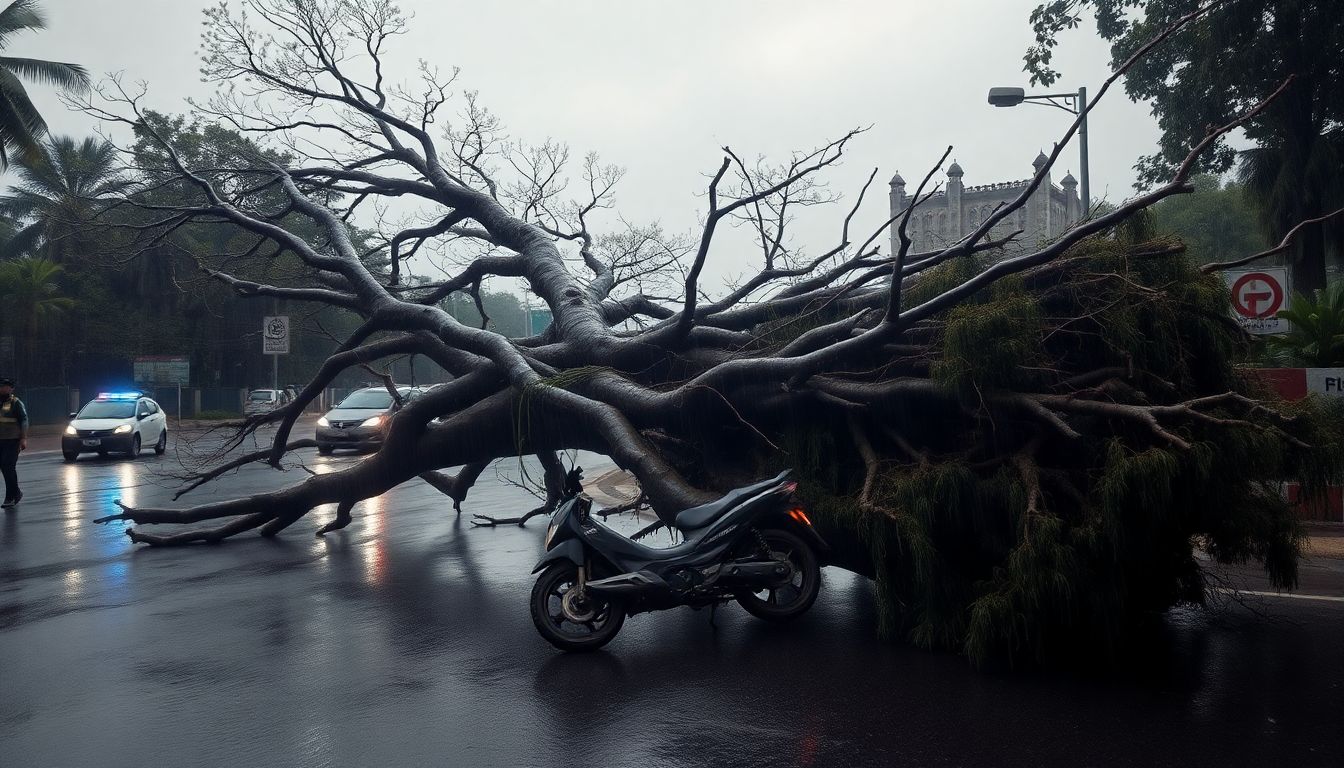 Two Injured After Massive Tree Collapses on Moving Two-Wheeler in Kalwa
