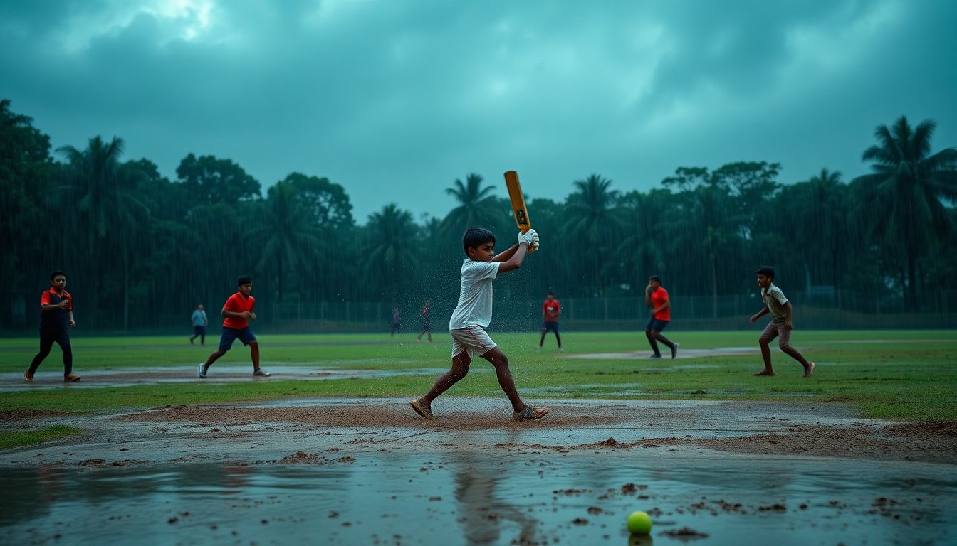 Young Cricketers Play Through Torrential Monsoon Rain At Shivaji Park