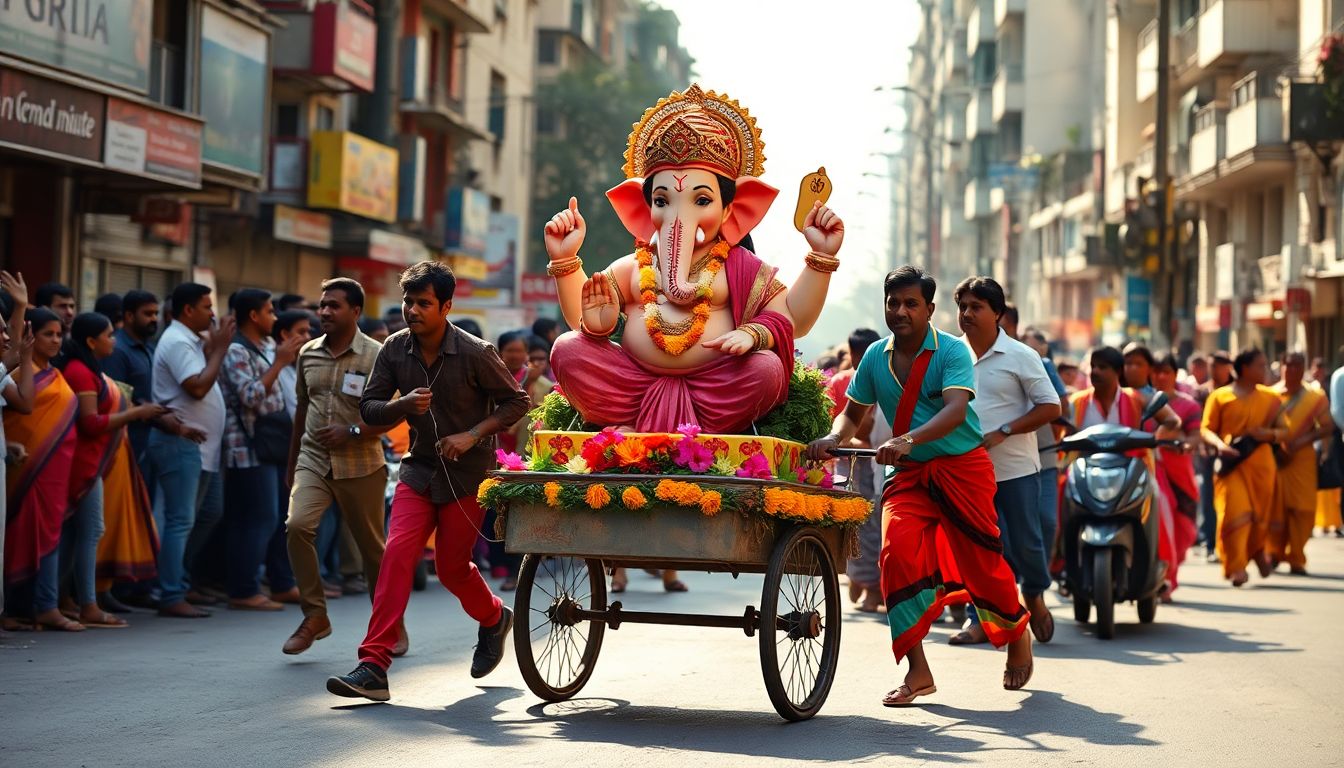 Koparkhairane Welcomes 'Bappa Fulancha' Idol After 40-km Journey From Currey Road