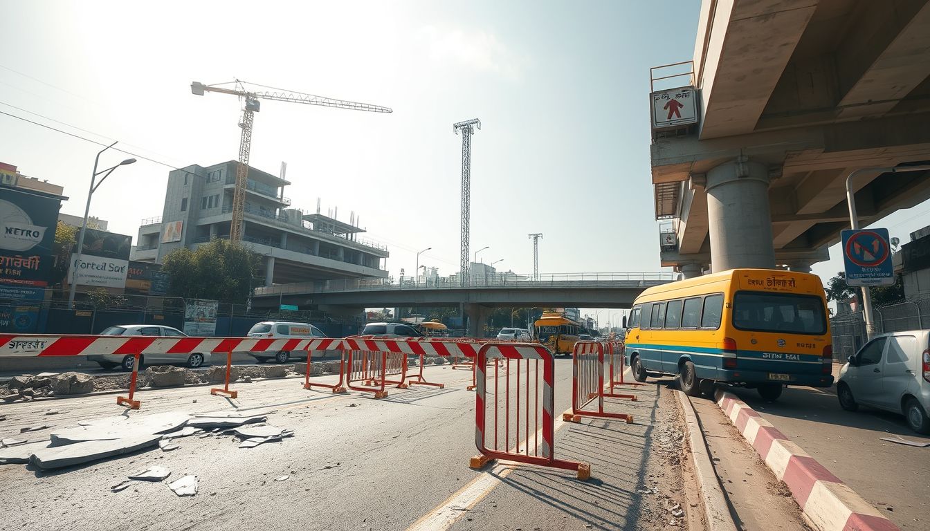 Granite Slabs Fall From Under-Construction Metro Station in Mira Road East
