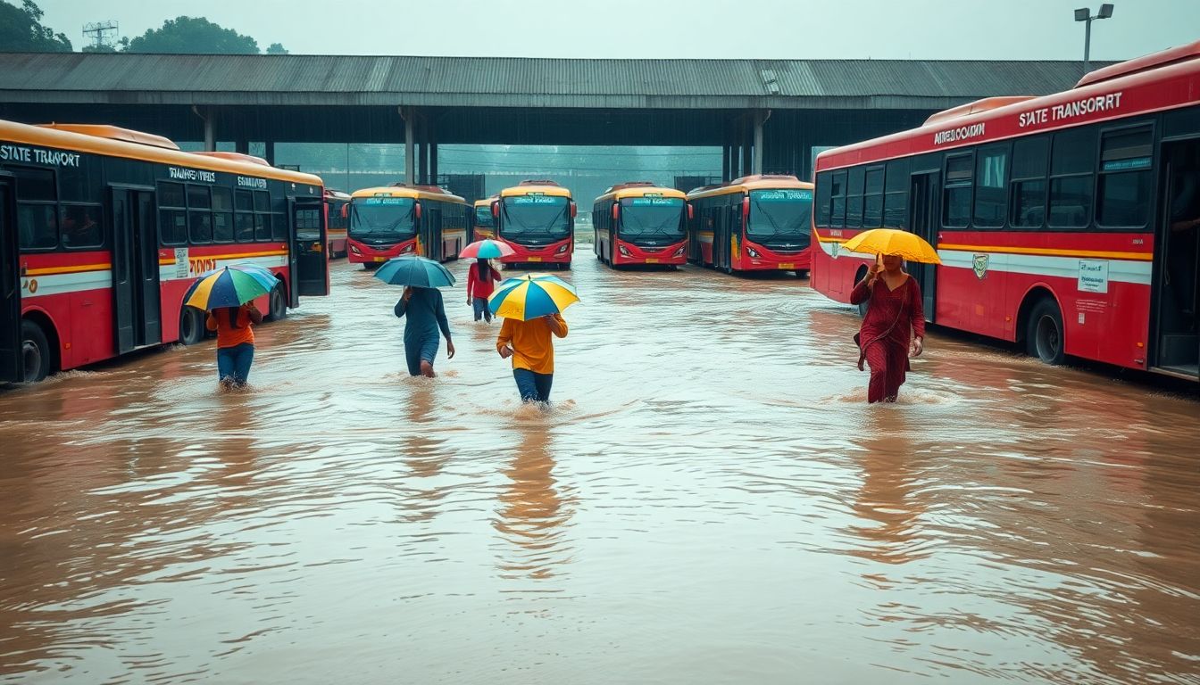 Waterlogging At Bhiwandi ST Depot Leaves Commuters Struggling Amid Heavy Rains