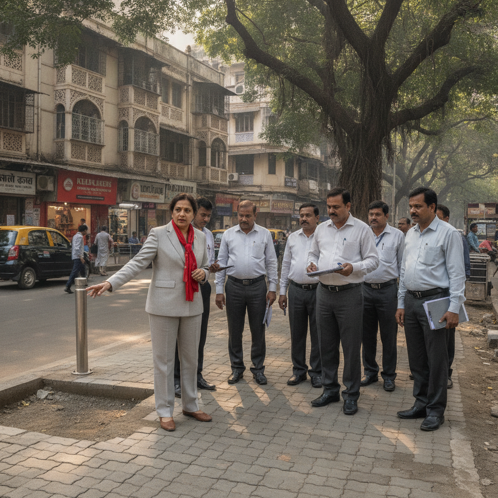 BMC Chief Ashwini Bhide Inspects Footpaths Across A, B, C, D and E Wards