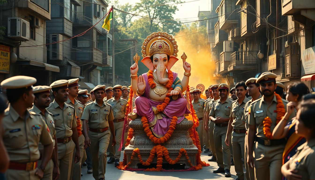 Worli Police Camp Welcomes 'Mumbai Polisancha Raja' for 77th Ganesh Festival