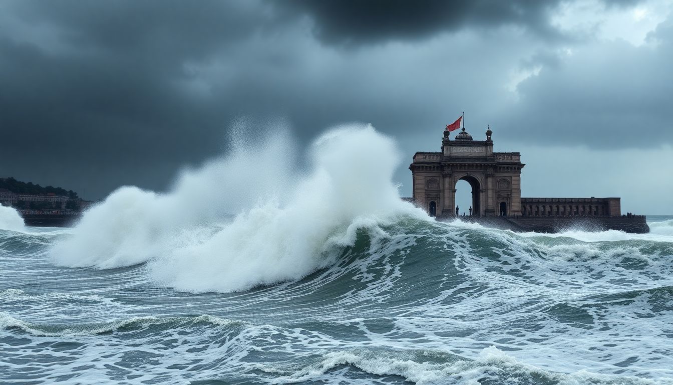 Viral video shows man struggling to escape rough sea at Gateway of India