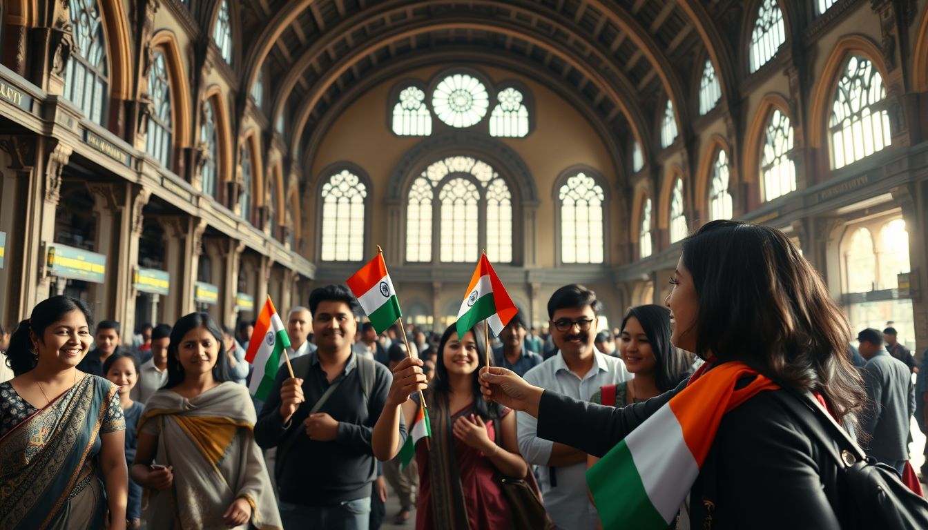 Israeli Diplomat Avishag Hefer Distributes Tricolour at Mumbai's CSMT