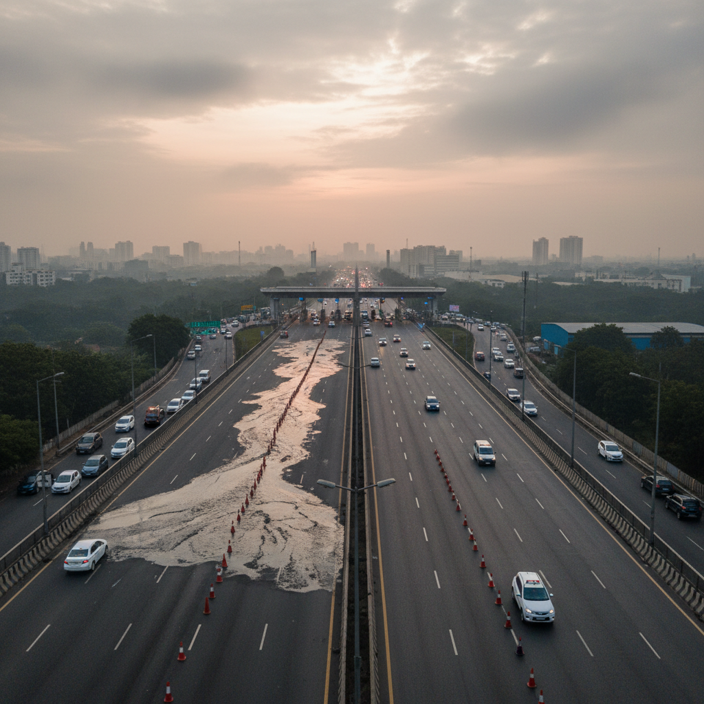 Silt Spill Near Vashi Toll Plaza Disrupts Sion-Panvel Highway Traffic