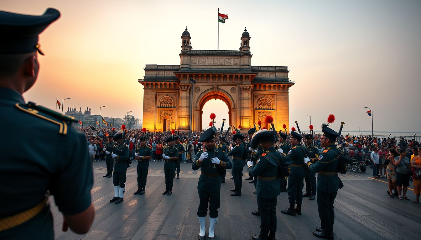 Over 40,000 Attend Military Pipe Band Display at Gateway of India in Mumbai
