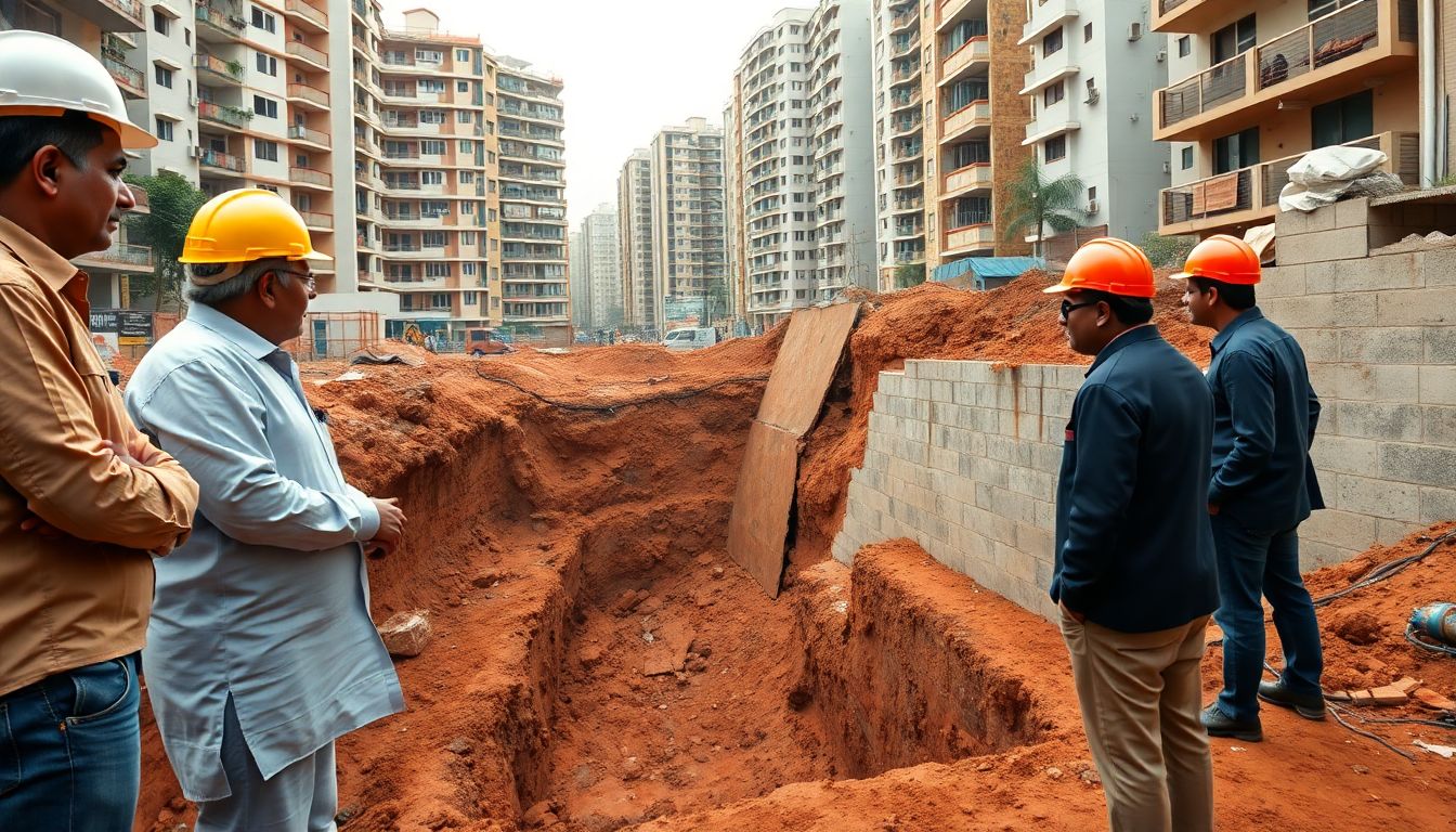 Ravindra Chavan inspects Tilak Road hospital site after wall collapse