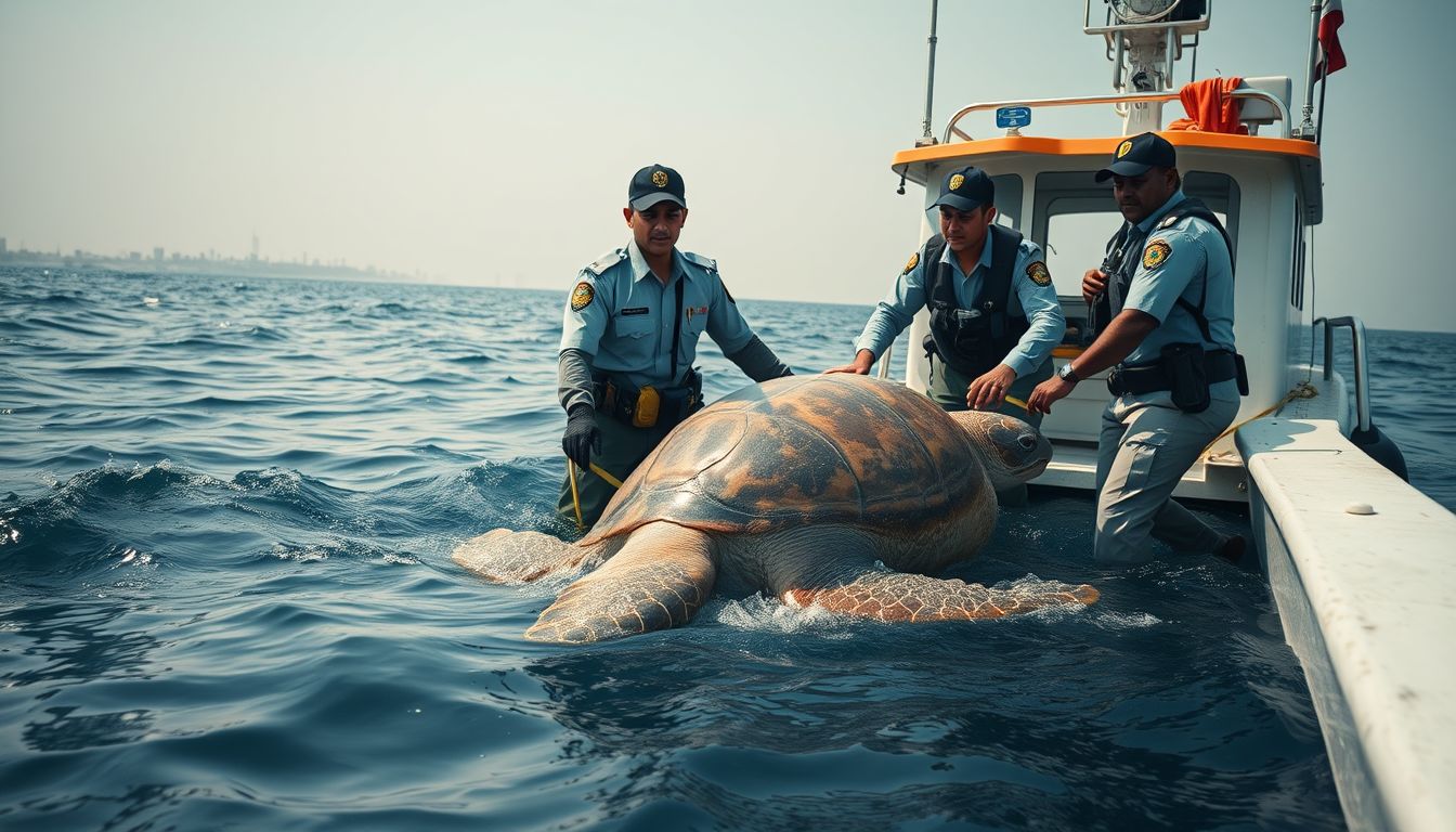 Mumbai Police and Rescuers Save 100 kg Loggerhead Turtle from Arabian Sea