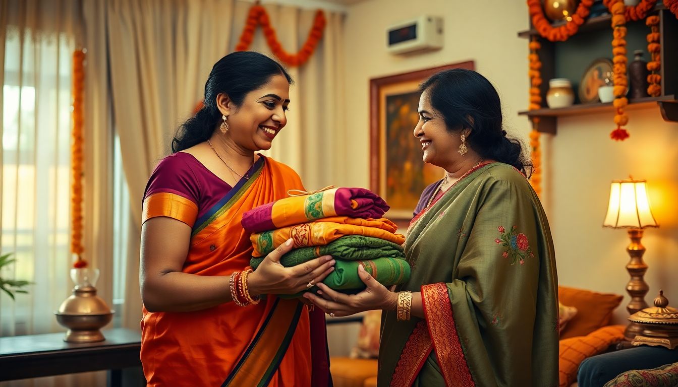 Mumbai House Help Gifts Saree and Clothes to Employer During Puja
