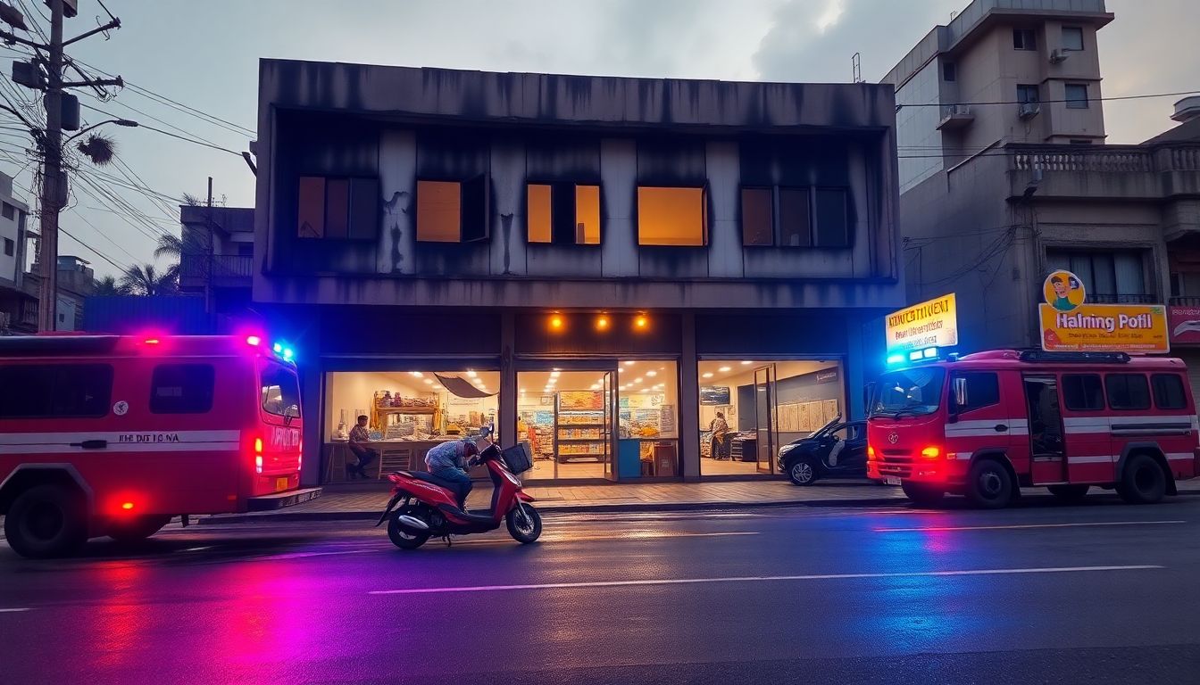 Fire damages commercial premises on Charkop Road in Kandivali West