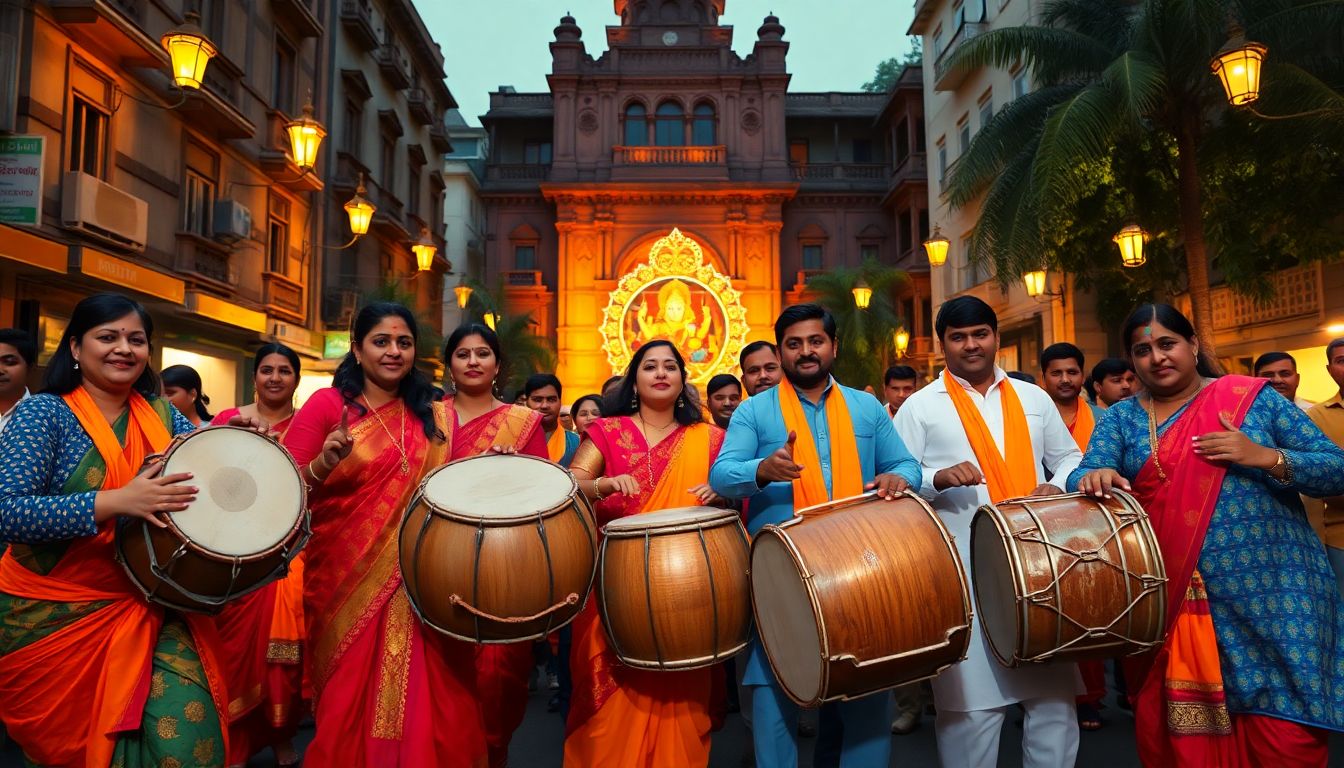 Corporate Professionals Gather in Fort for Ganpati Aagaman Dhol Performance