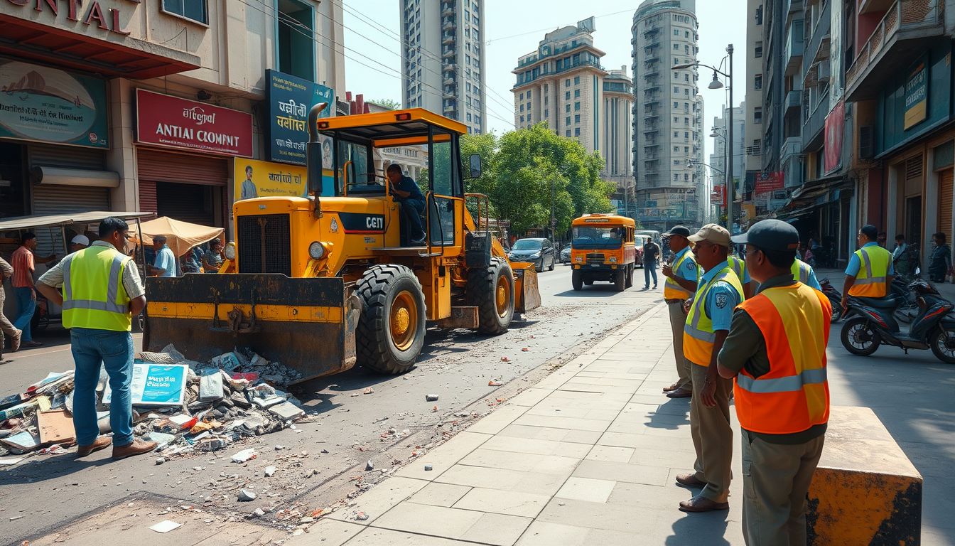 BMC Clears Footpath Encroachments Along S. K. Bole Road in G/North Ward