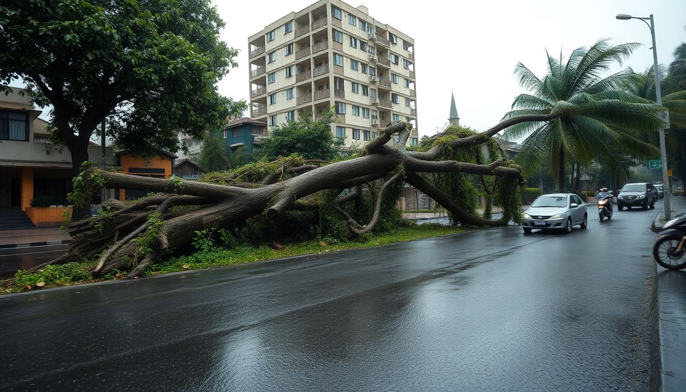 Falling Tree Damages Parked Vehicles in Tilak Nagar Dadar East