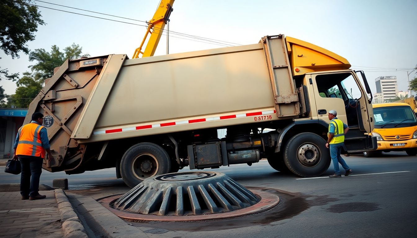 Municipal Garbage Truck Gets Stuck in Drain Cover in Achole, Nalasopara