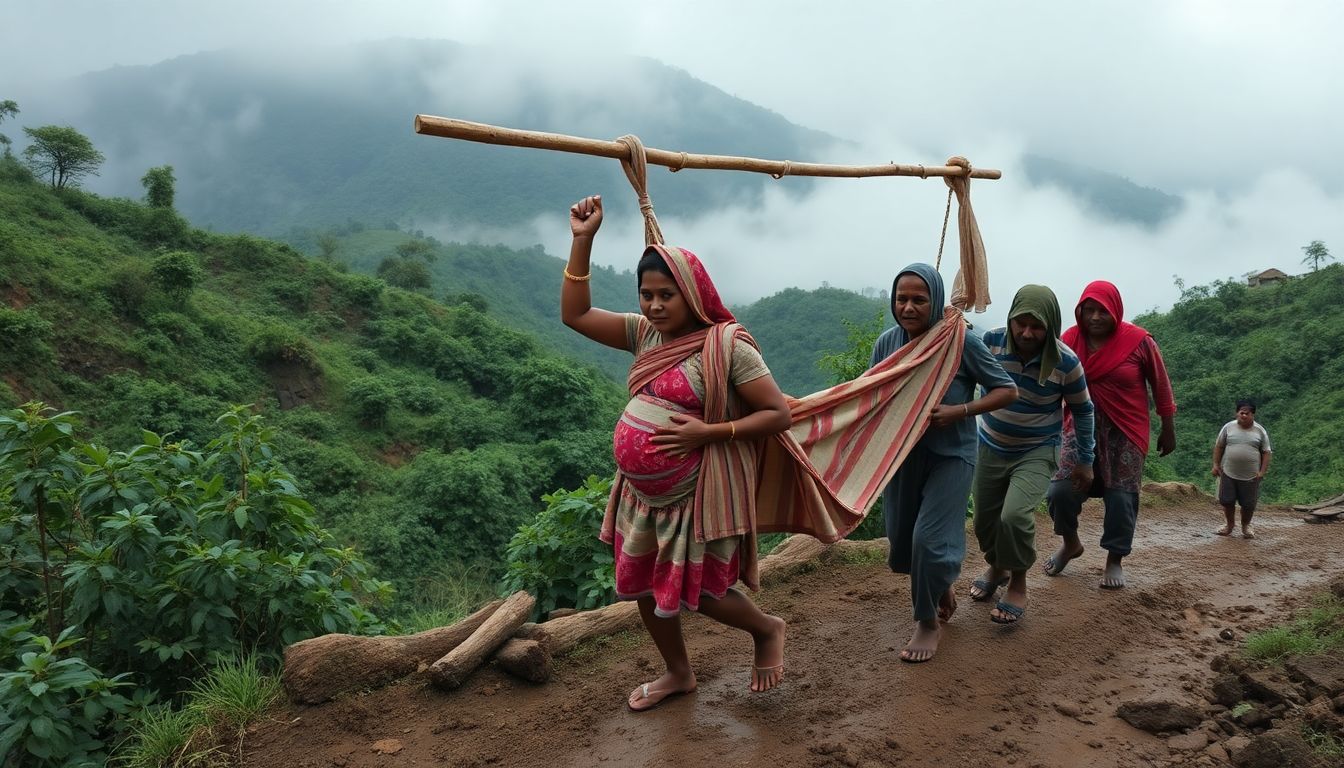 Villagers Carry Pregnant Woman in Sling to Raigad Hospital Due to Lack of Roads