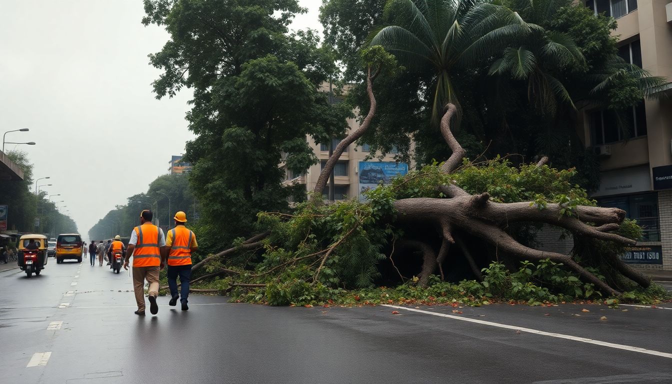 Elderly man killed after tree collapses in Navpada opposite Phoenix Mall in Kamani