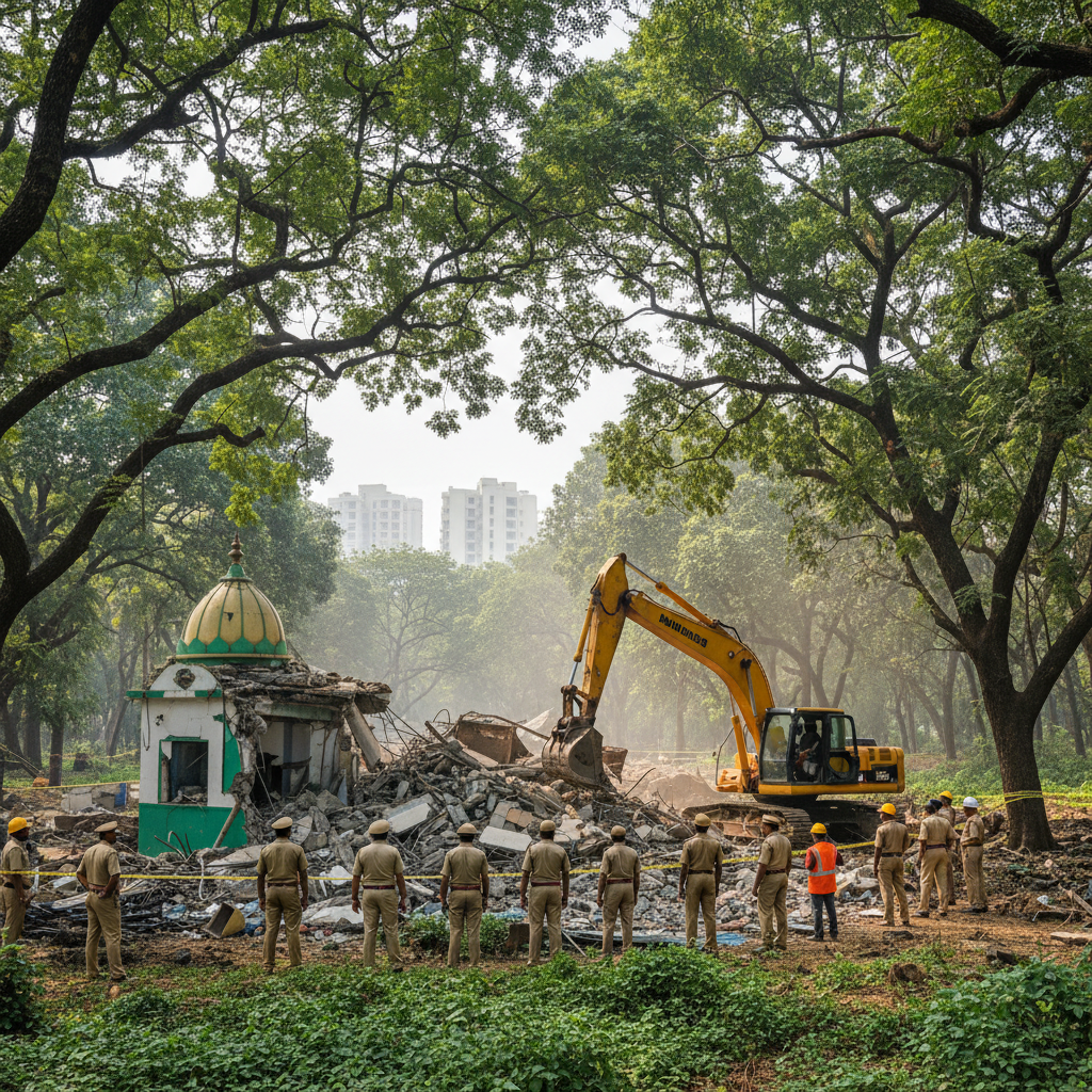 BMC Demolishes Unauthorised Dargah in Aarey Colony of Goregaon