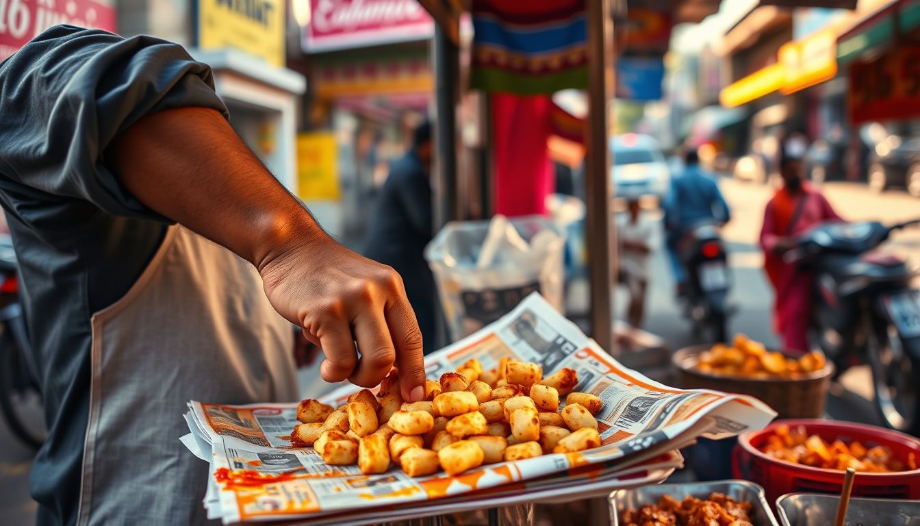 Mumbai Food Vendors Use Newspapers Despite FDA Crackdown Fining 26 Outlets